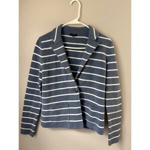 Talbots Womens Striped Knit Blazer Jacket Button  XS Coastal Nautical‎ Preppy